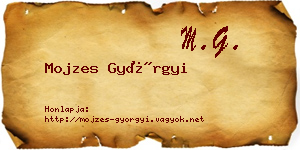 Mojzes Györgyi névjegykártya